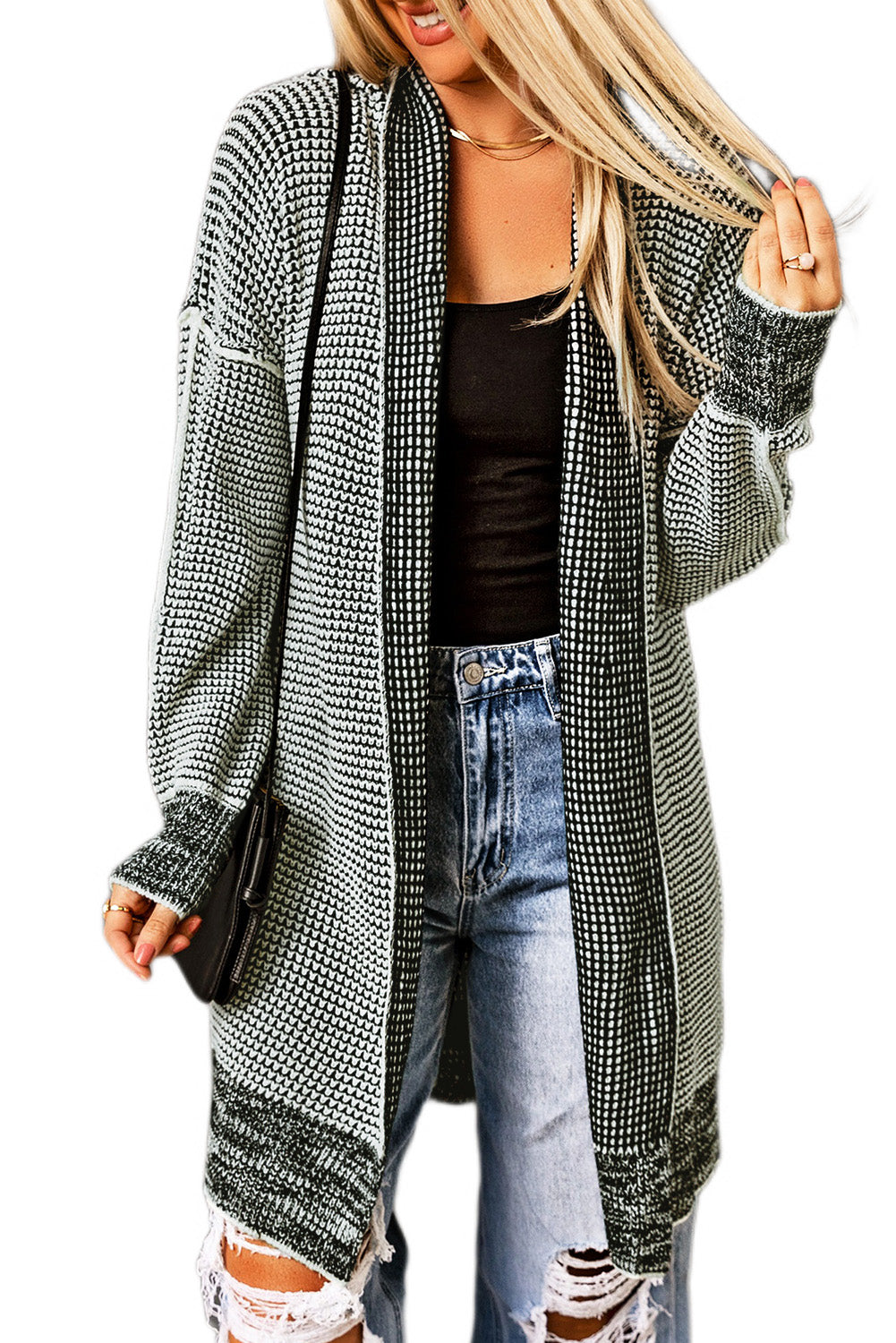 Contrast Trim Casual Knit Cardigan