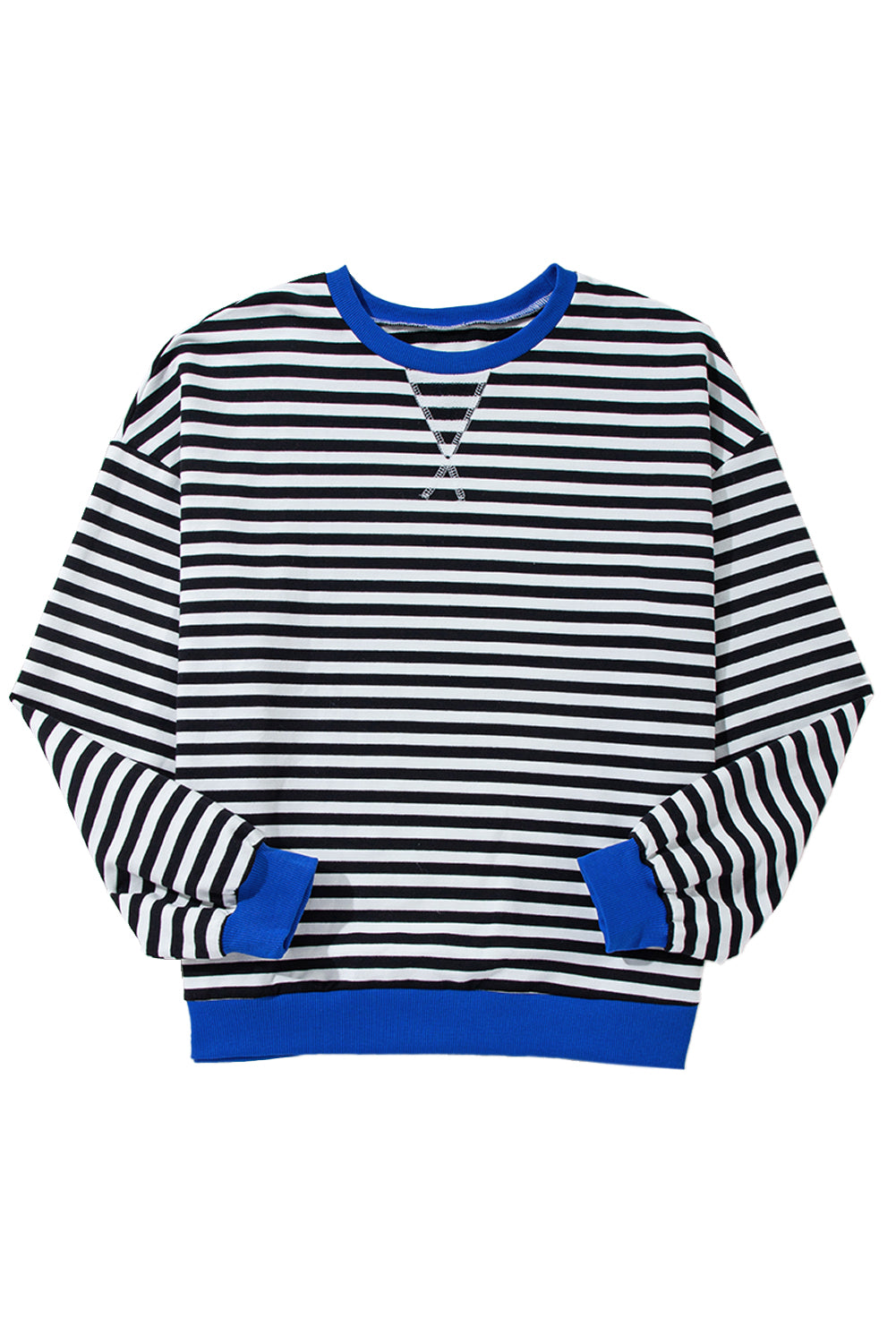 Red Stripe Contrast Edge Oversized Pullover