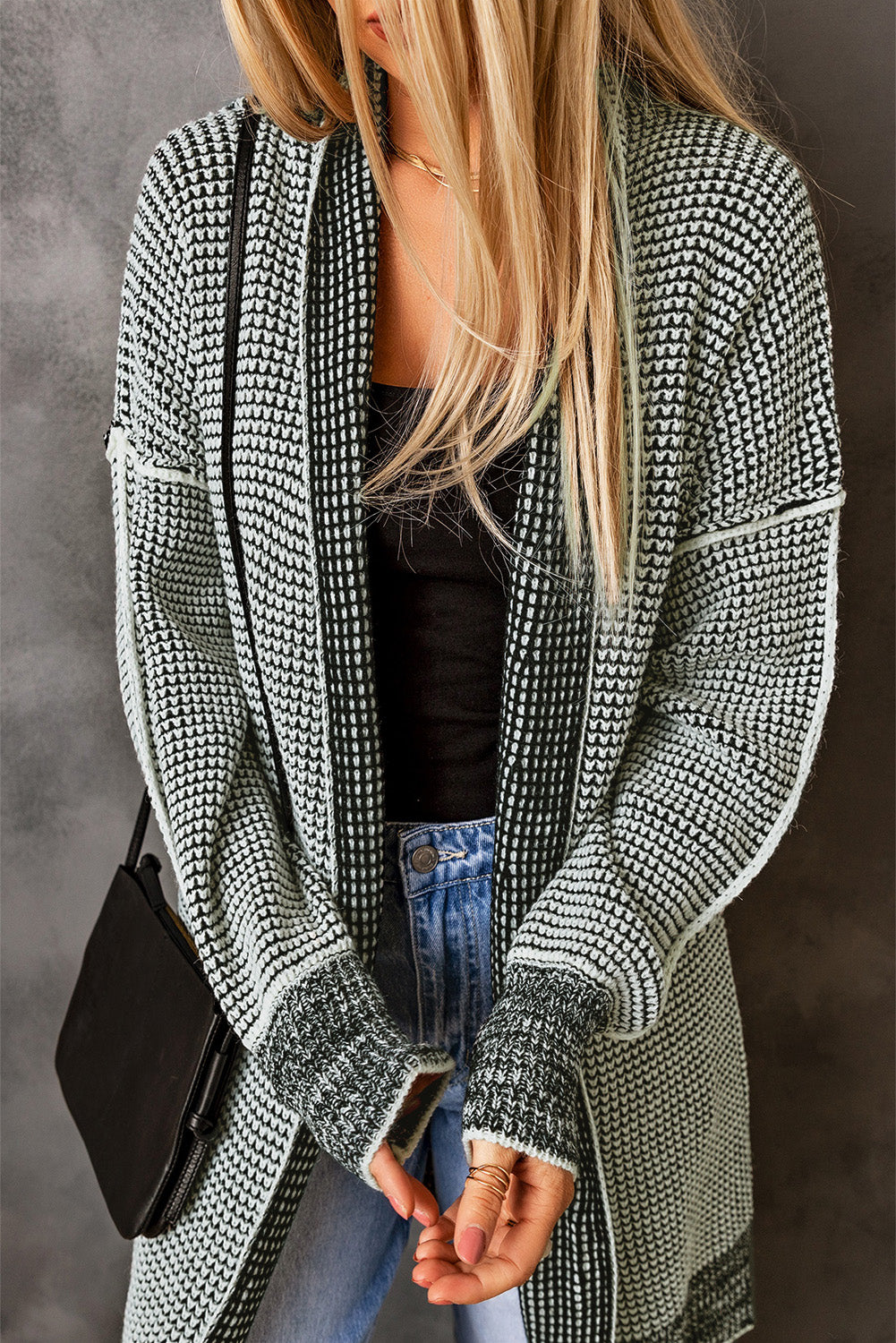 Contrast Trim Casual Knit Cardigan