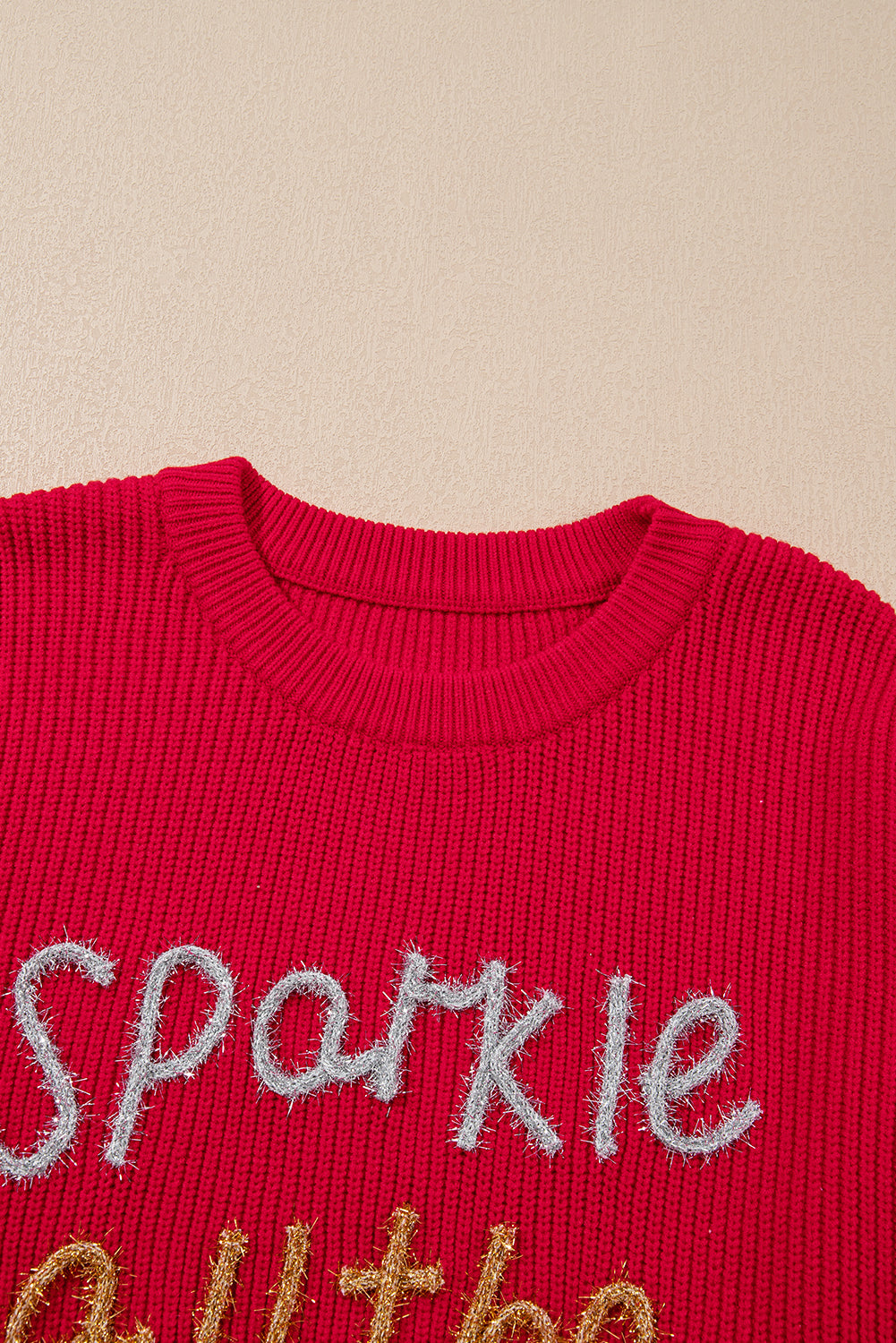 Racing Red Tinsel Sparkle All The Way Christmas Plus Size Sweater