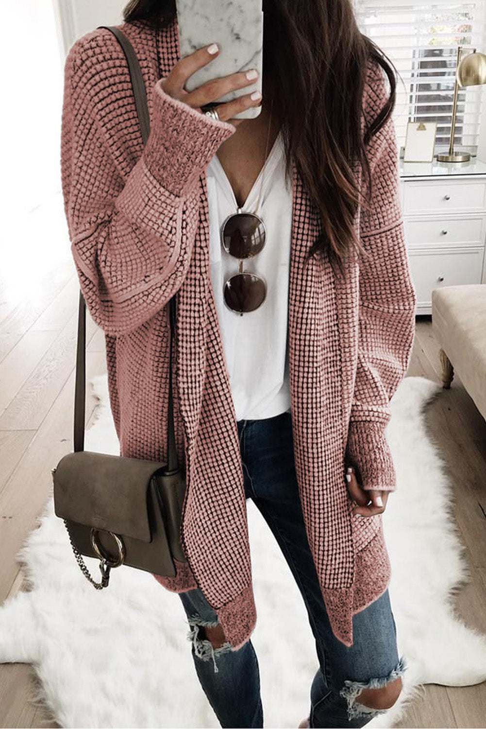 Contrast Trim Casual Knit Cardigan