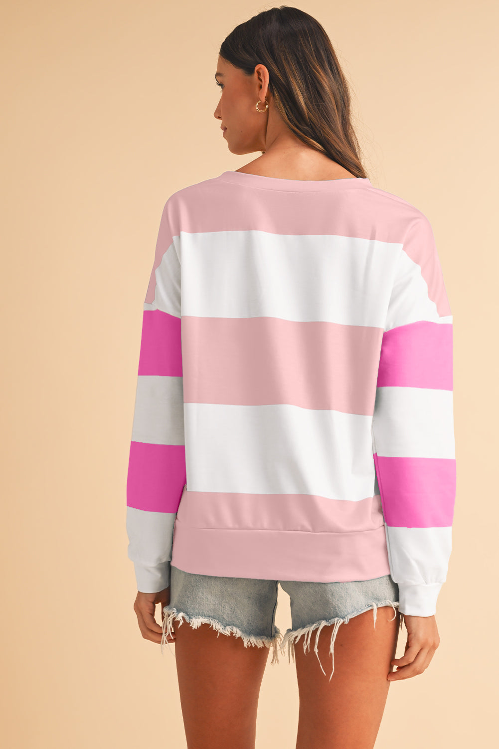 Rose Red Colorblock Drop Sleeve Top