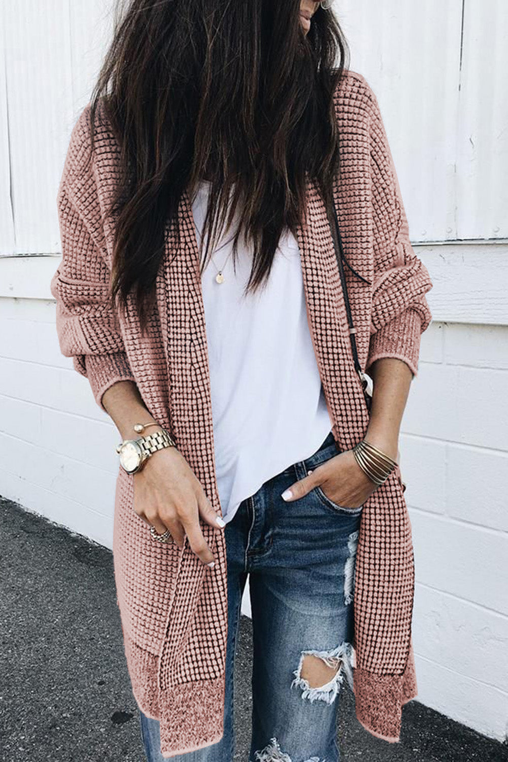 Contrast Trim Casual Knit Cardigan