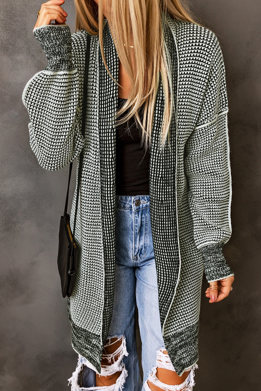 Contrast Trim Casual Knit Cardigan