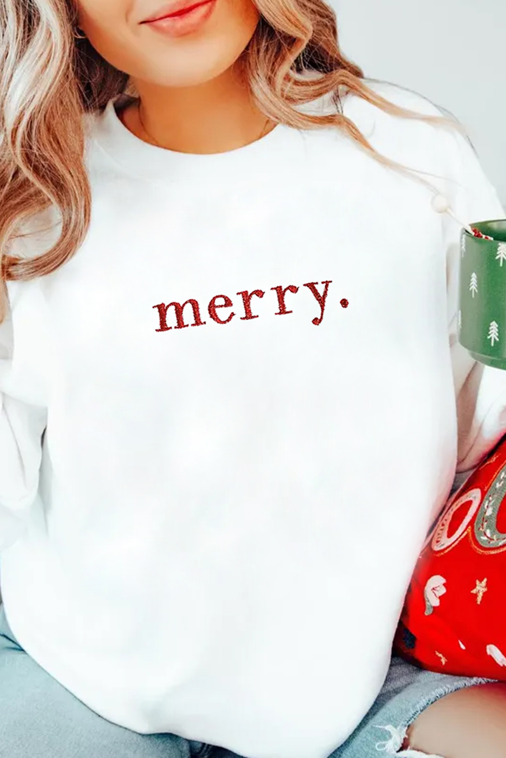 Merry Graphic Embroidered Crewneck Sweatshirt