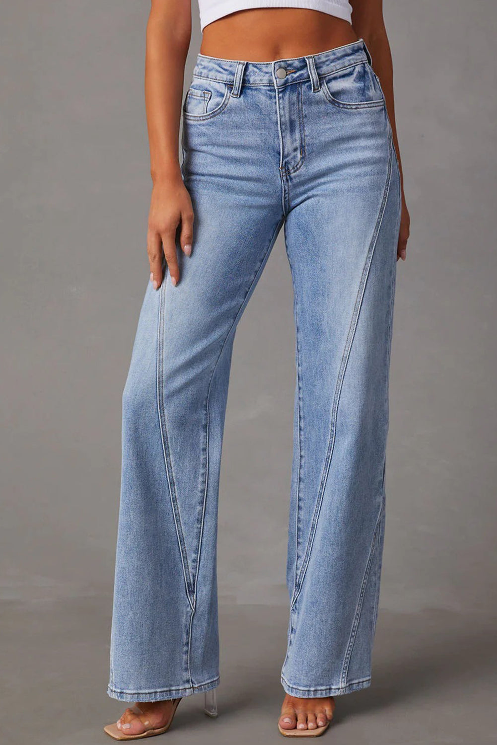 Ashleigh Blue Casual Loose Spliced Wide Leg Jeans