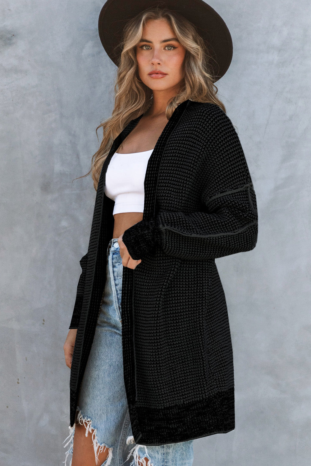 Contrast Trim Casual Knit Cardigan