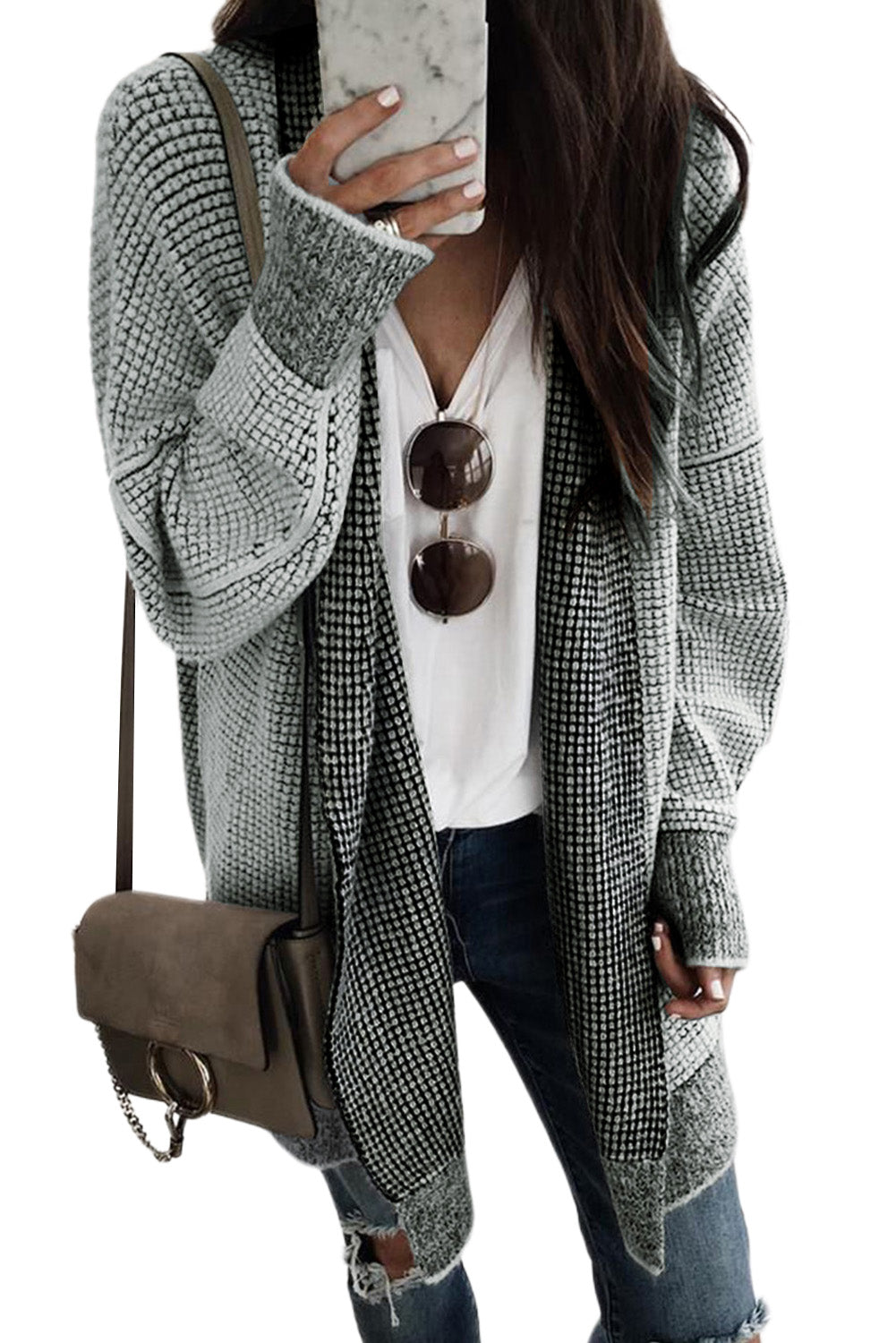 Contrast Trim Casual Knit Cardigan