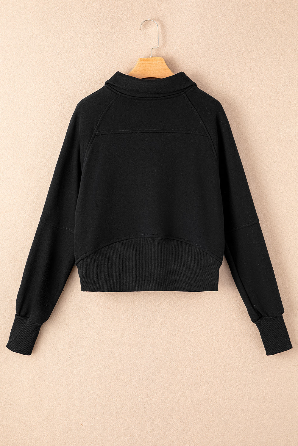 Zip Up Stand Collar Thumbhole Sleeve Sweatshirt