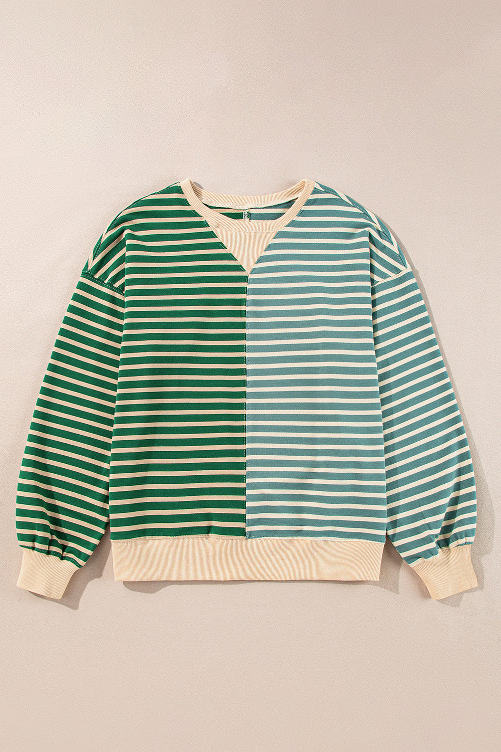 Stripe Colorblock Drop Shoulder Oversized Sweatshirt