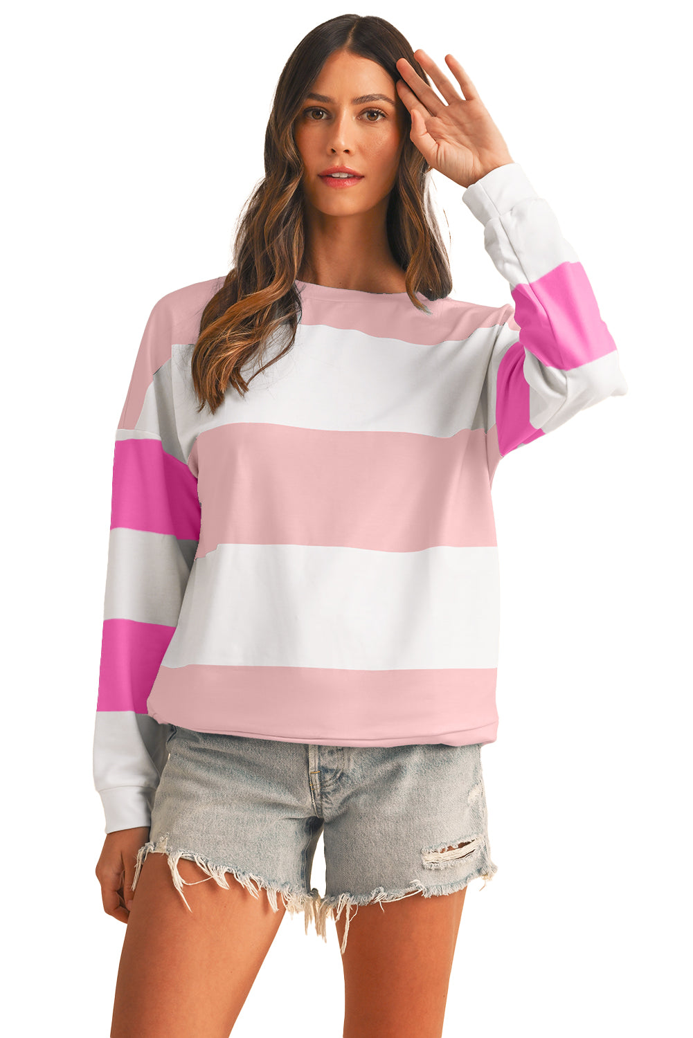 Rose Red Colorblock Drop Sleeve Top