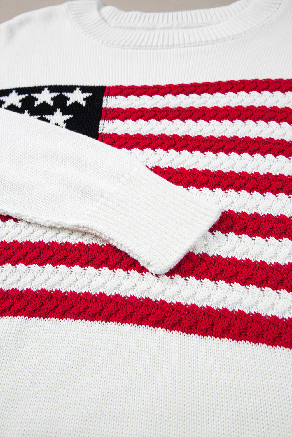 White Twist American Flag Knit Sweater