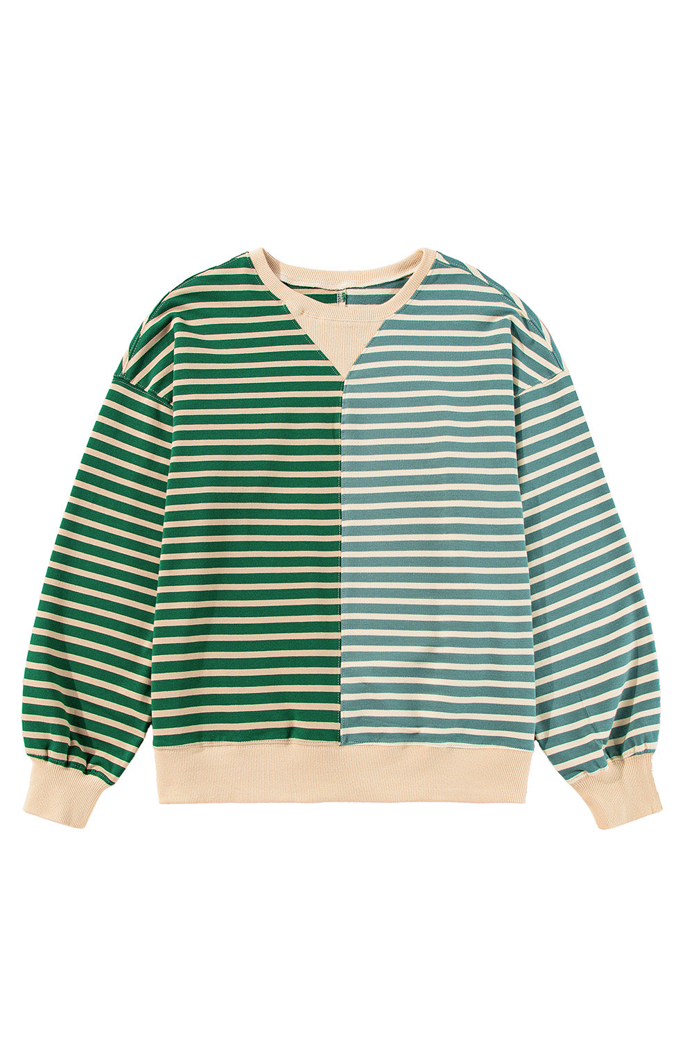 Stripe Colorblock Drop Shoulder Oversized Sweatshirt