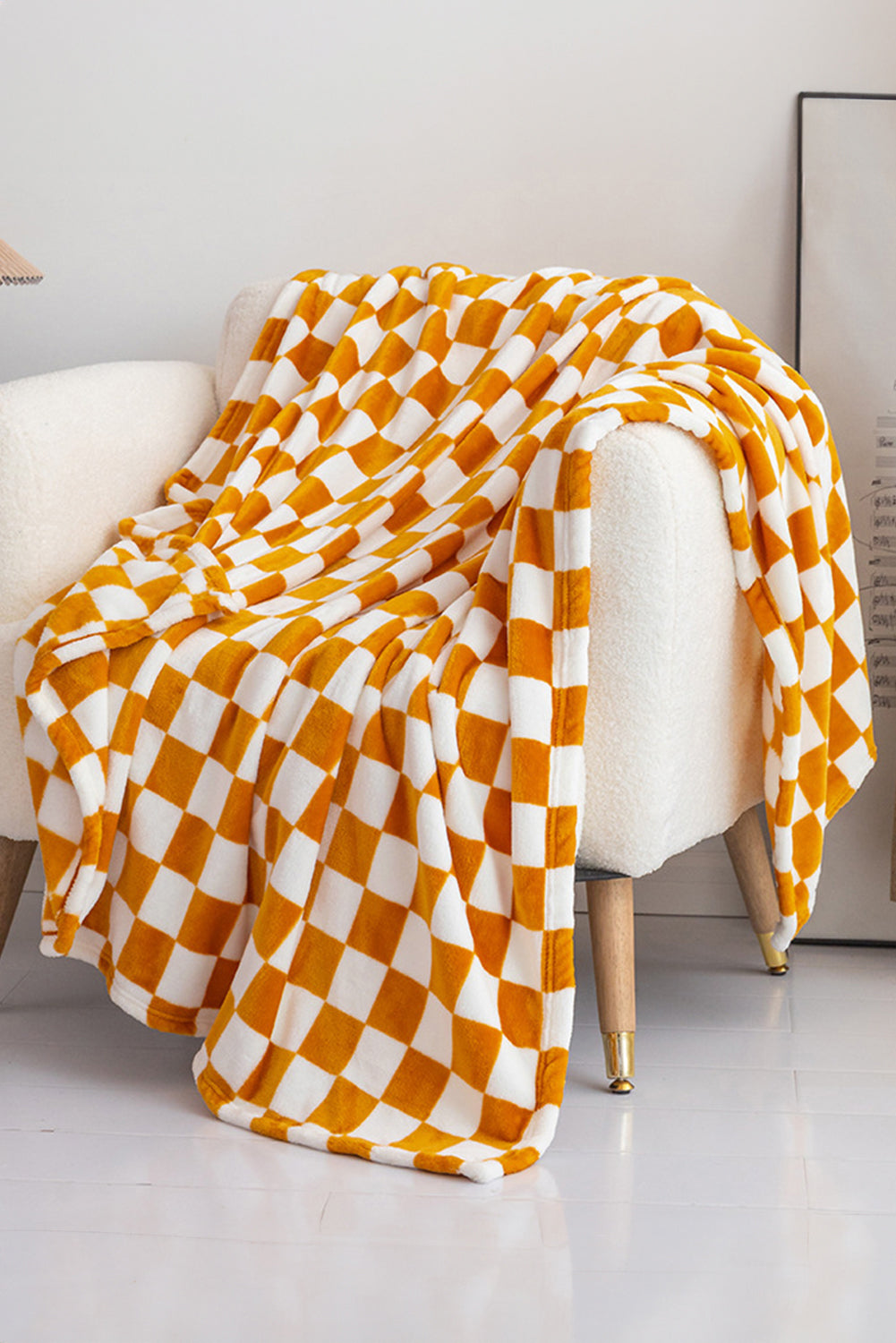 Yellow Checkerboard Printed Soft Throw Blanket