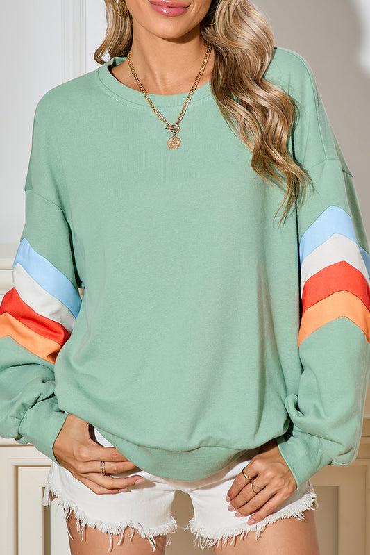 Colorblock Drop Sleeve Loose Sweatshirt