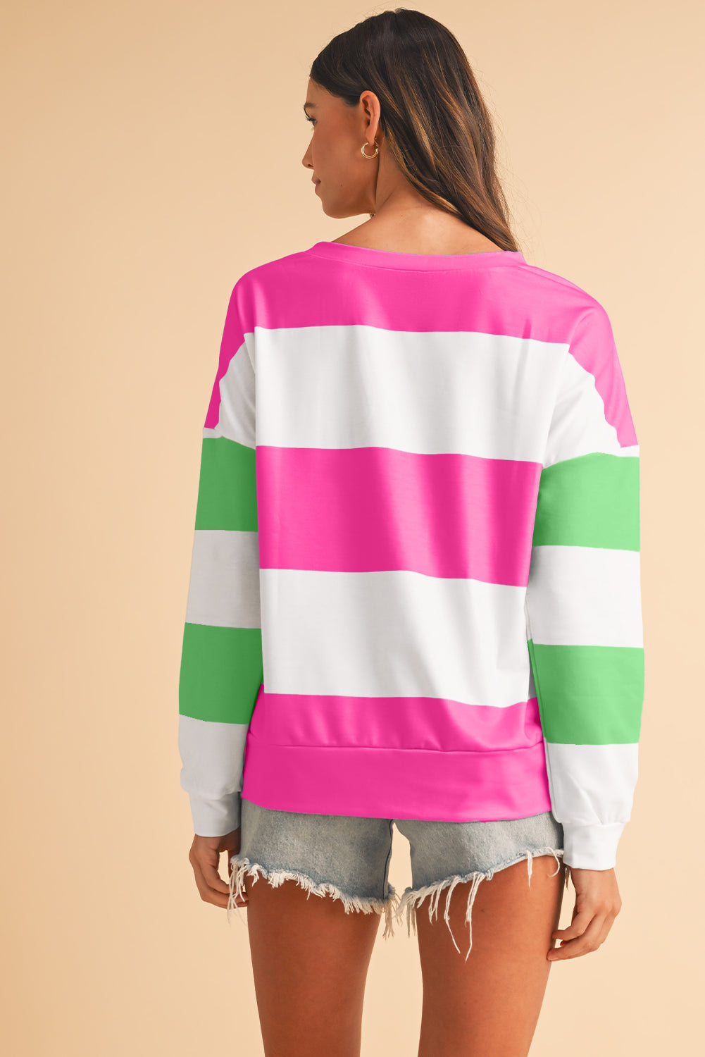 Rose Red Colorblock Drop Sleeve Top