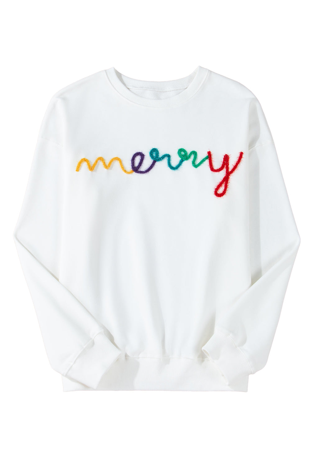 MERRY Print Drop Sleeve Pullover Sweatshirt