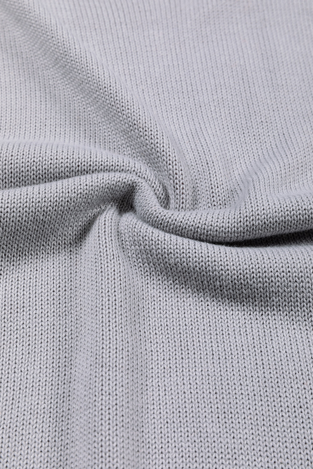 Gray Colorblock Bishop Sleeve Exposed Seam Ribbed Sweater