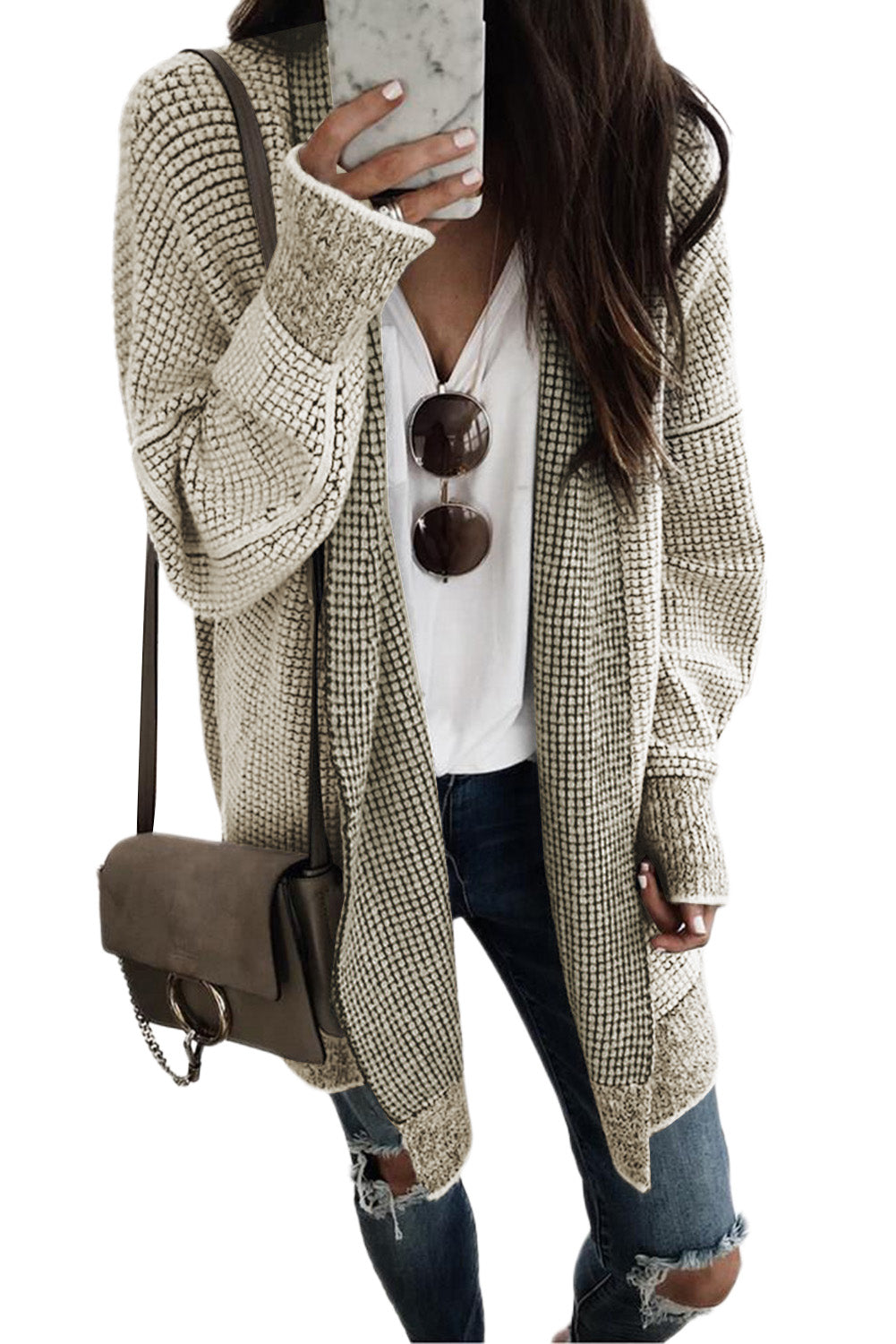 Contrast Trim Casual Knit Cardigan