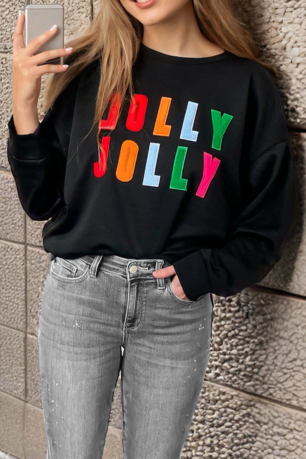 Holly Jolly Graphic Long Sleeve Top