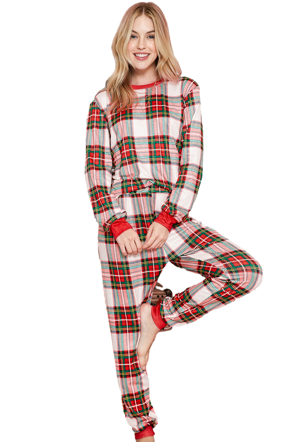 Christmas Plaid Print Loungewear Set