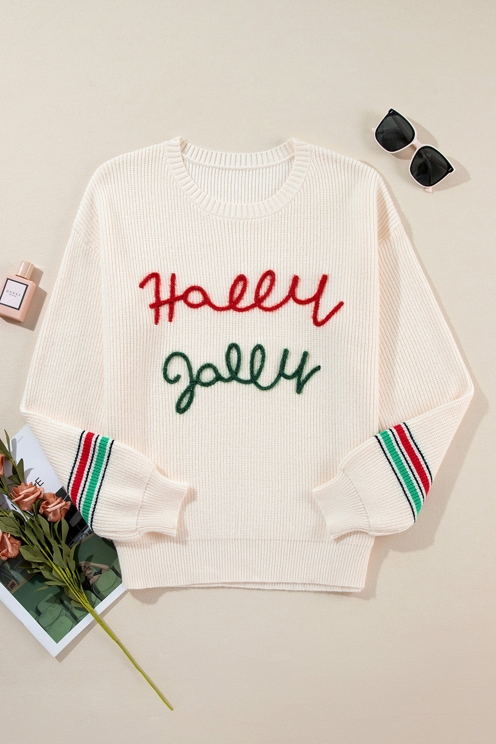 Holly JollyTinsel Graphic Round Neck Sweater