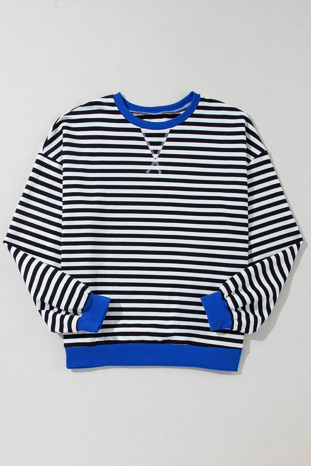 Red Stripe Contrast Edge Oversized Pullover