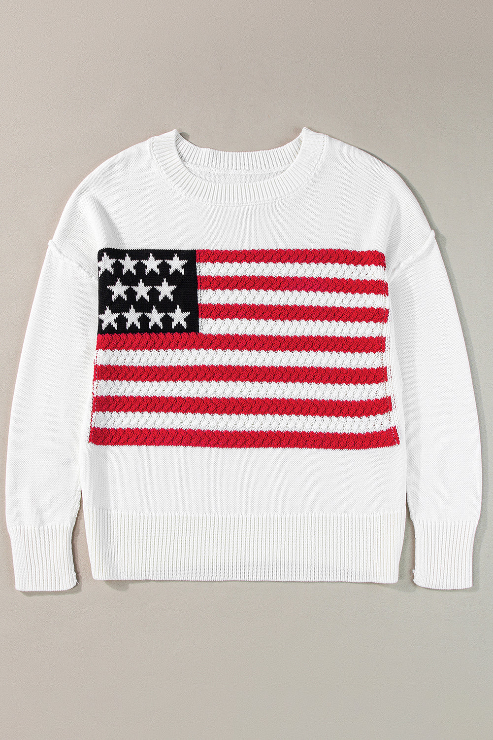 White Twist American Flag Knit Sweater