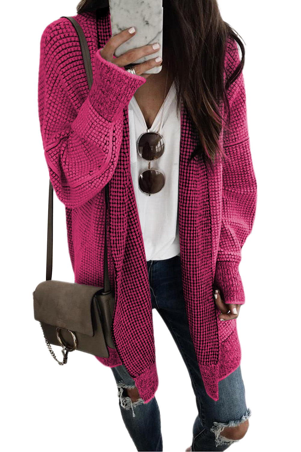 Contrast Trim Casual Knit Cardigan