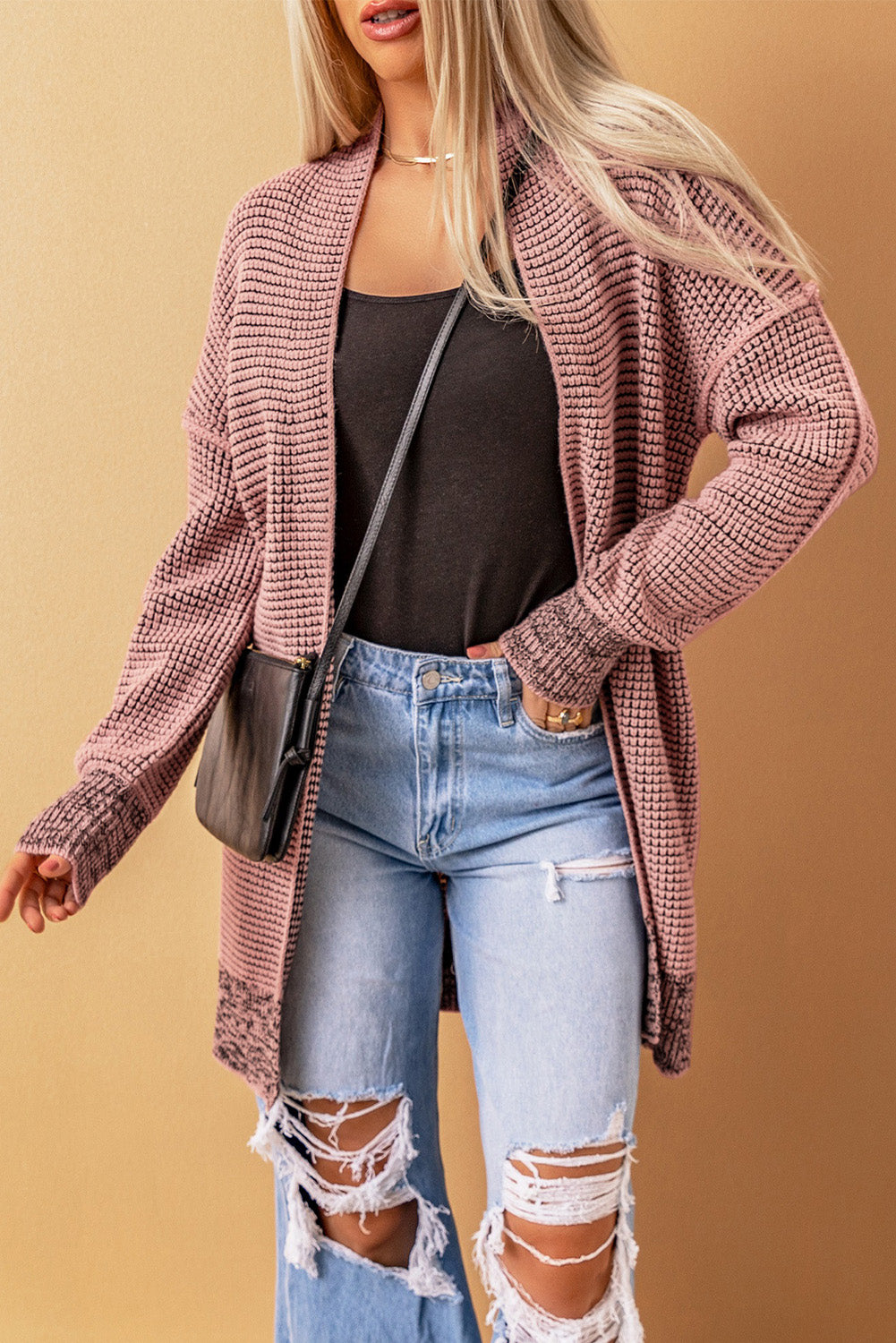 Contrast Trim Casual Knit Cardigan