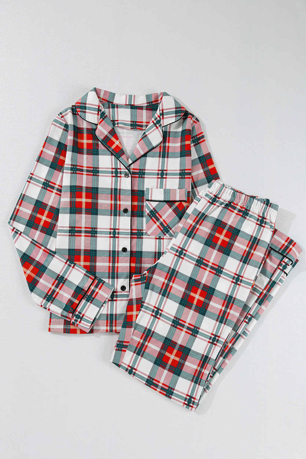 Buffalo Plaid Shirt and Pants Pajama Set