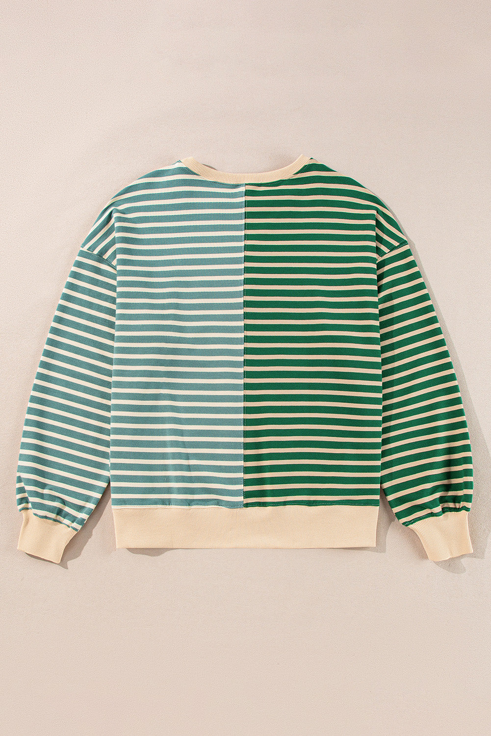 Stripe Colorblock Drop Shoulder Oversized Sweatshirt