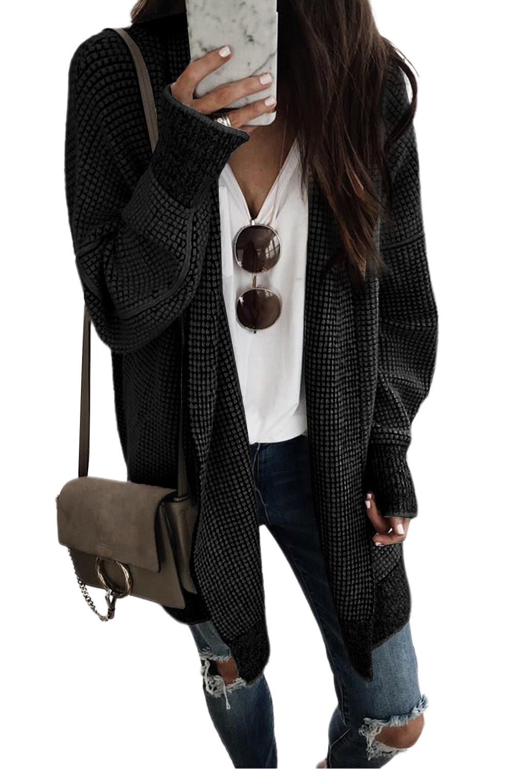 Contrast Trim Casual Knit Cardigan