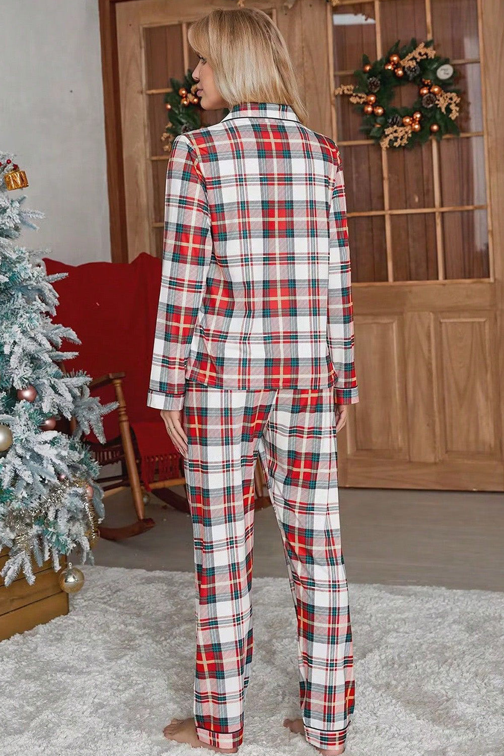 Buffalo Plaid Shirt and Pants Pajama Set