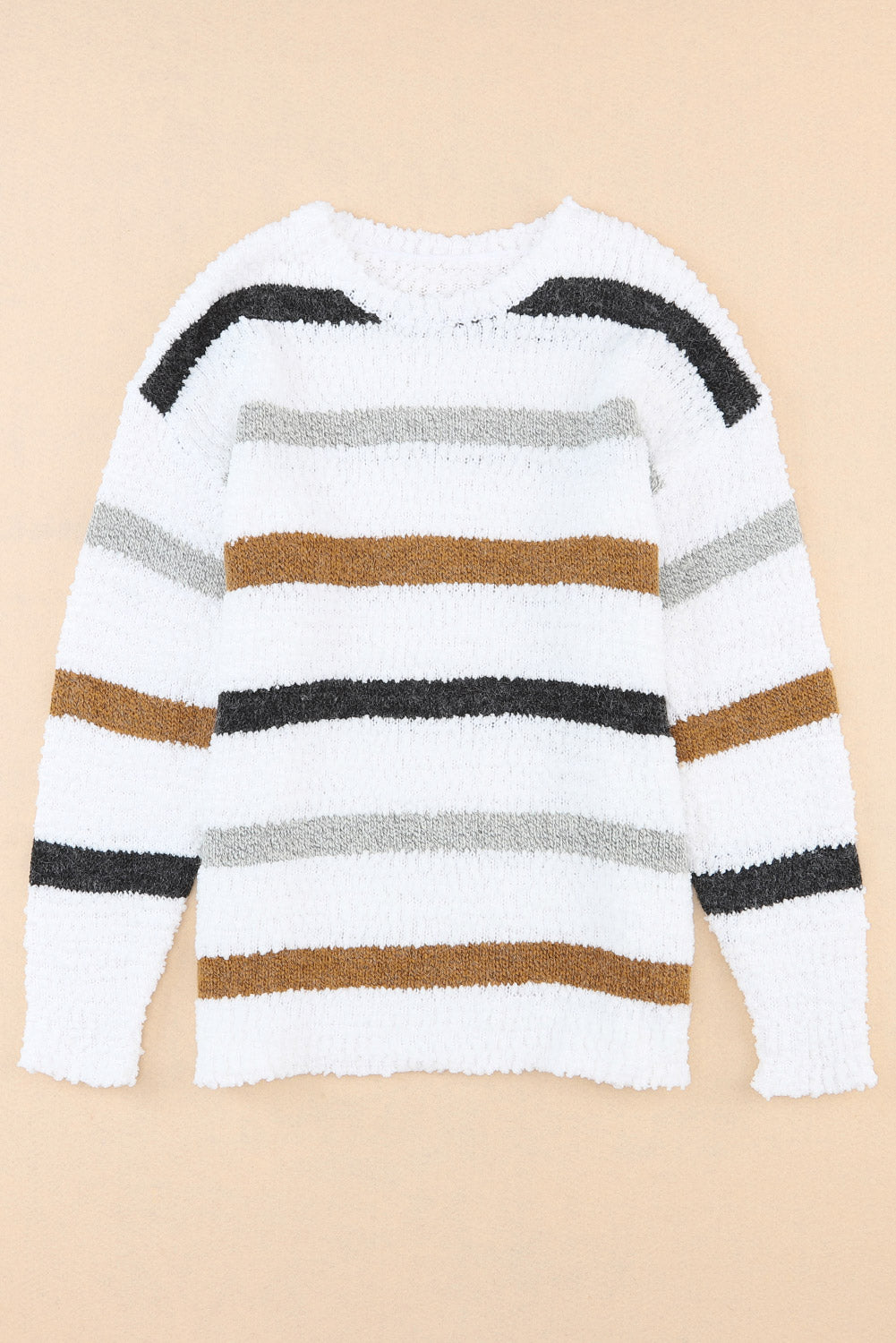 Striped Round Neck Dropped Shoulder Sweater