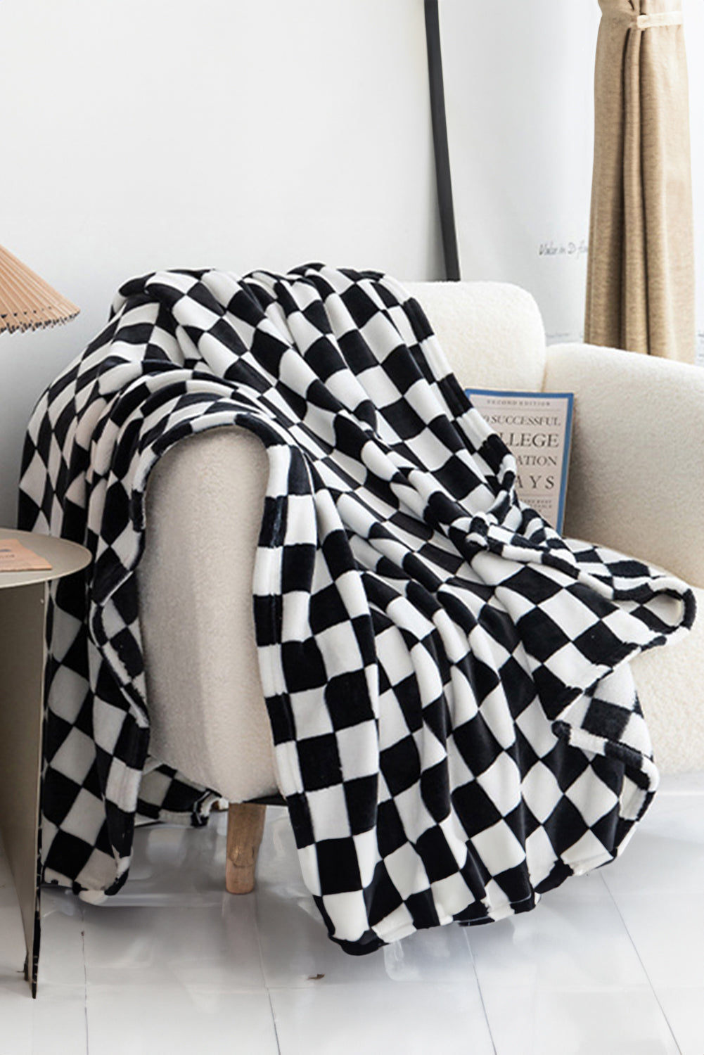 Yellow Checkerboard Printed Soft Throw Blanket