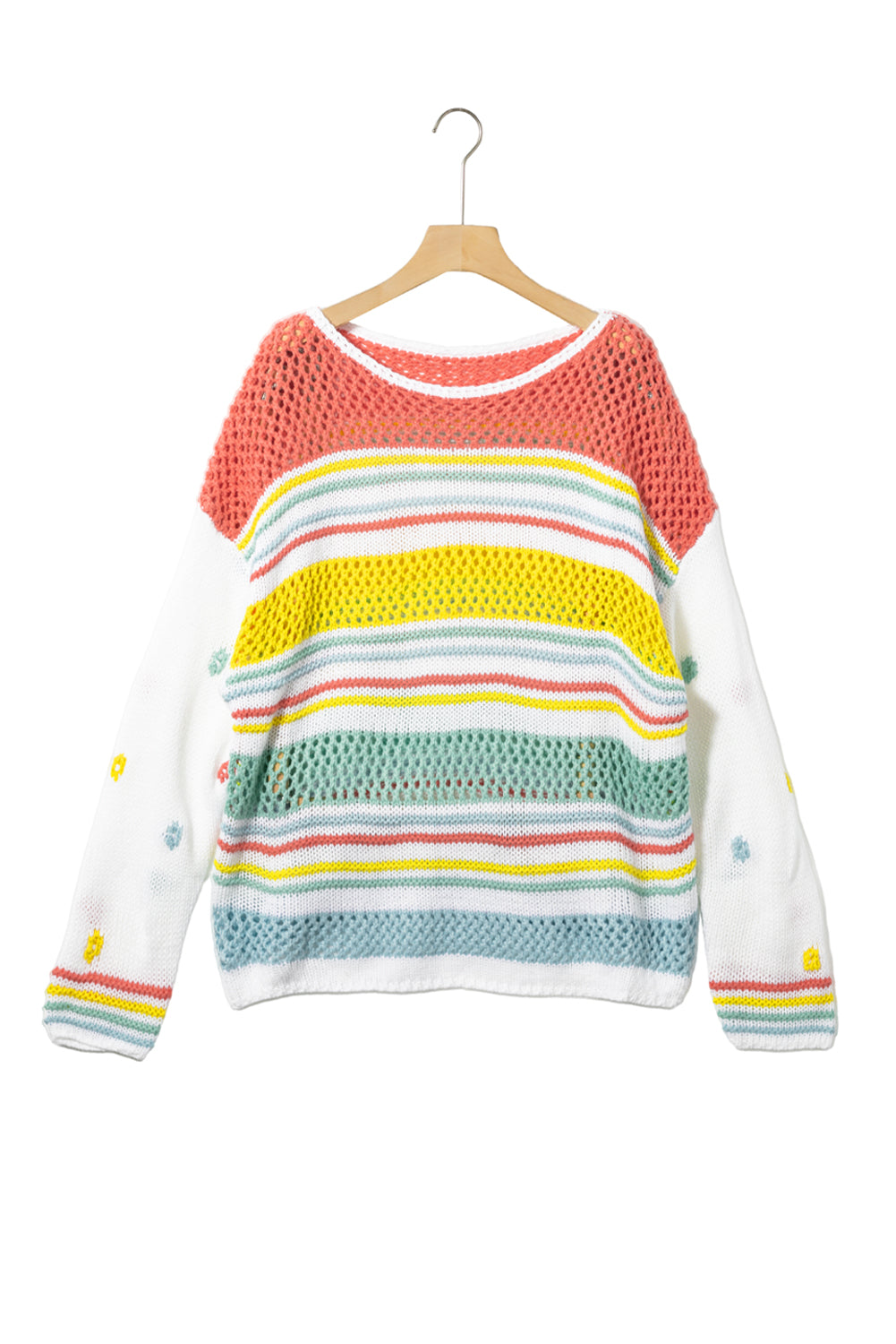 Multicolor Knitted Pullover Long Sleeve Cute Sweater