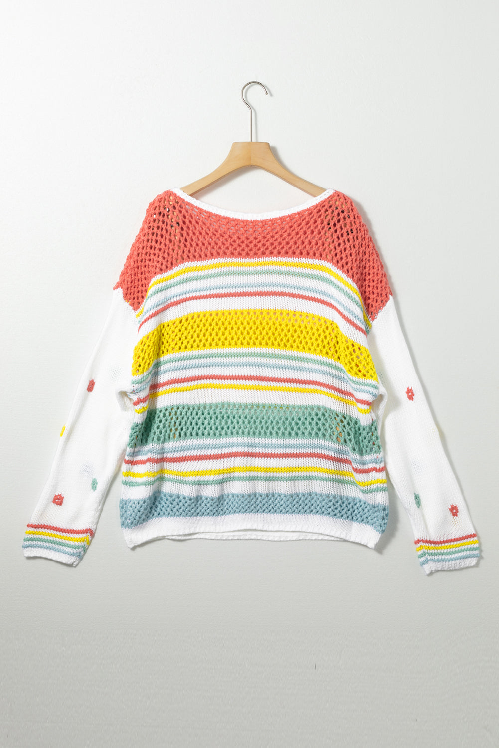 Multicolor Knitted Pullover Long Sleeve Cute Sweater