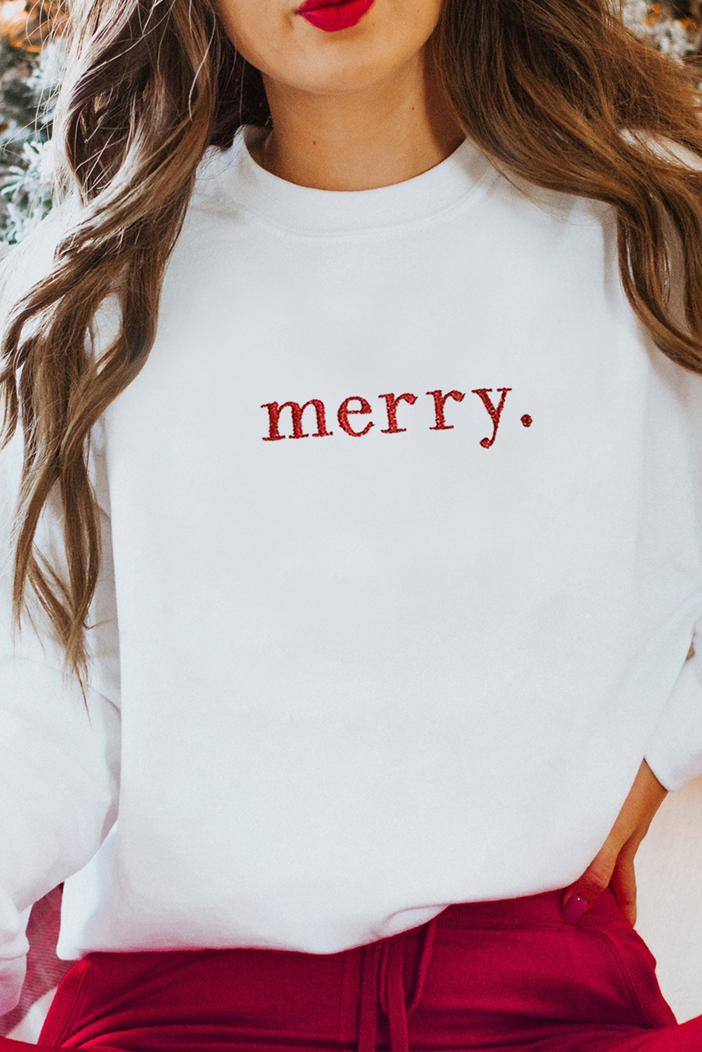 Merry Graphic Embroidered Crewneck Sweatshirt