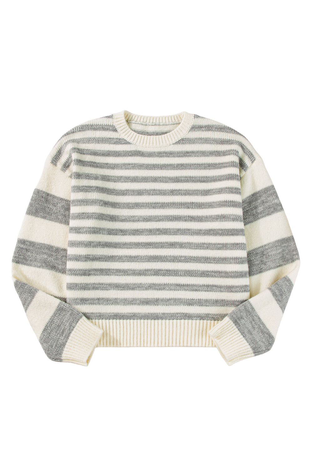 Stripe Drop Shoulder Crew Neck Sweater