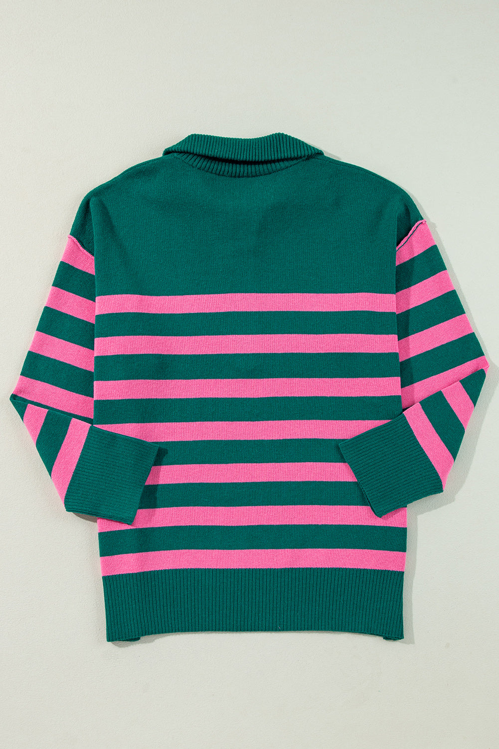 Black Striped Collared Quarter Zip Oversized Sweater