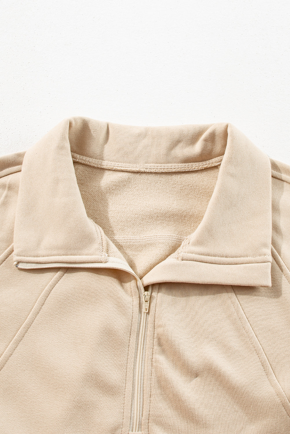 Zip Up Stand Collar Thumbhole Sleeve Sweatshirt