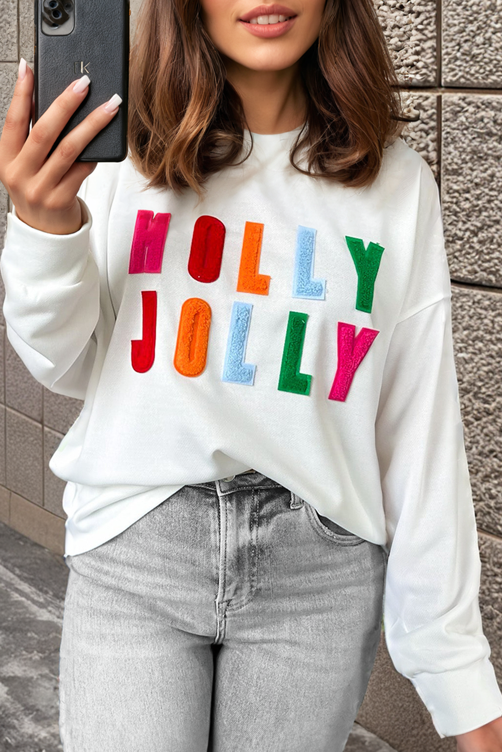 Holly Jolly Graphic Long Sleeve Top