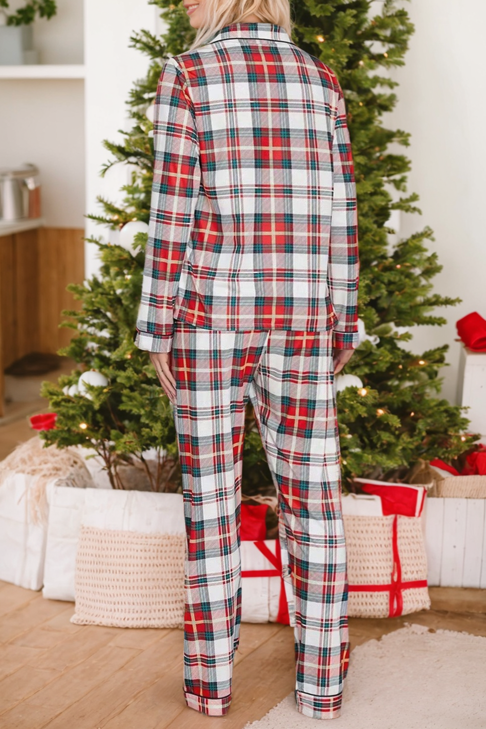 Buffalo Plaid Shirt and Pants Pajama Set