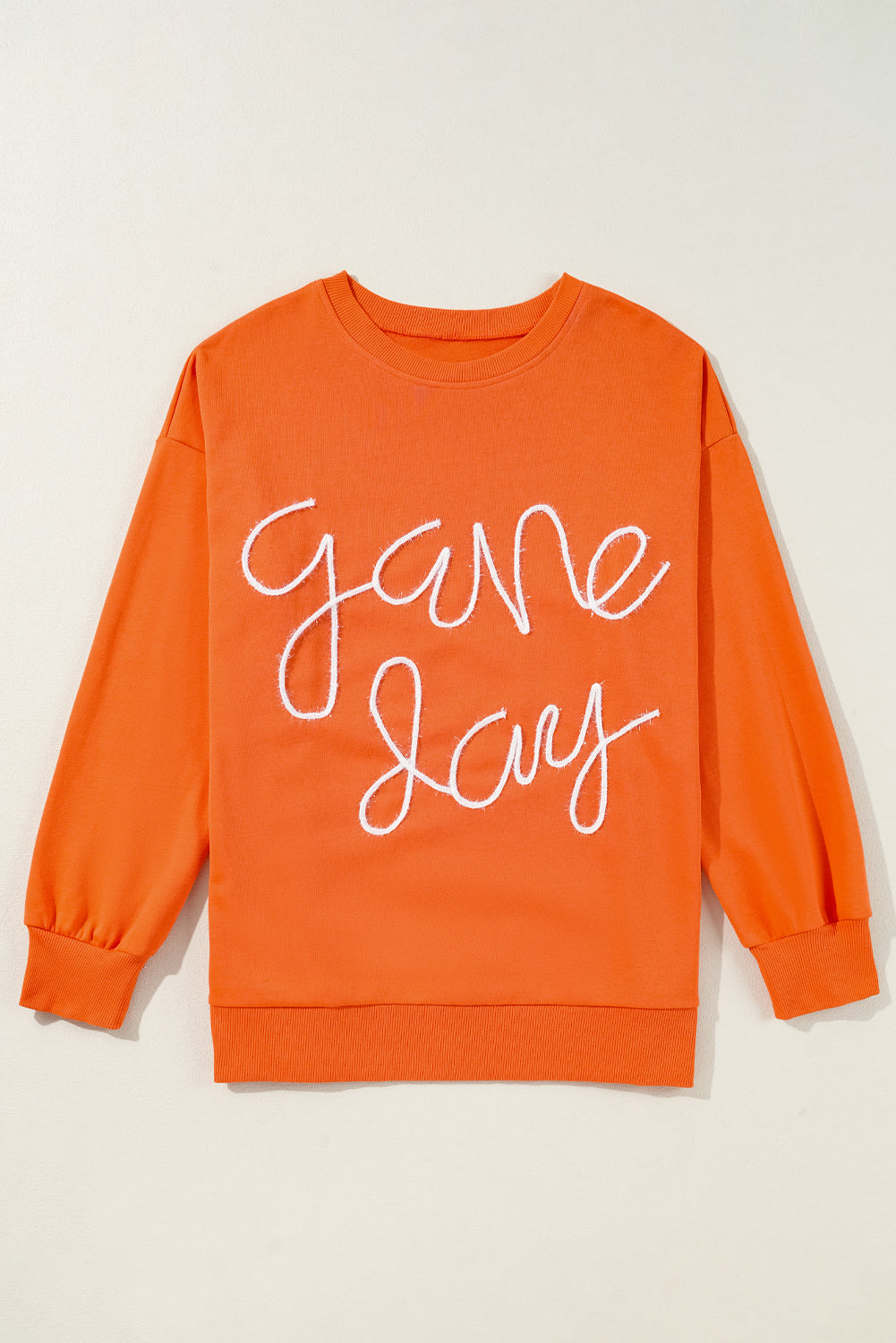 White Tinsel Game Day Drop Shoulder Sweatshirt